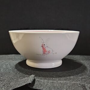 Rae Dunn White Bowl with Pink Bunny Accent